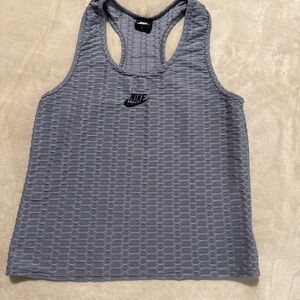 Nike Women’s Light Gray Textured Racerback Tank with Black Logo